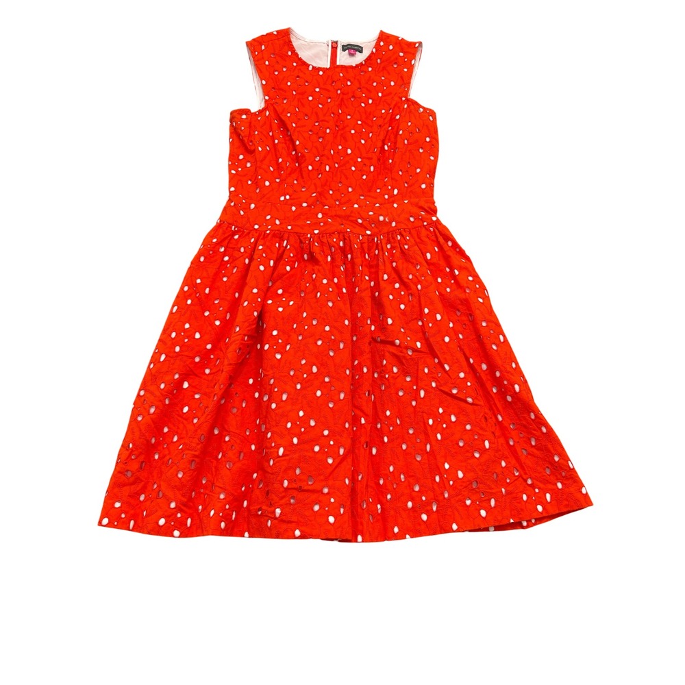 Vince Camuto Dress Women 8 Orange Eyelet Lace Sleeveless Fit Flare Summer Party
